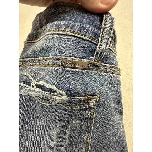 Kancan Womens Size 11 29 Estilo High Rise Distress Button Fly Jeans Medium‎ Wash - Picture 8 of 9